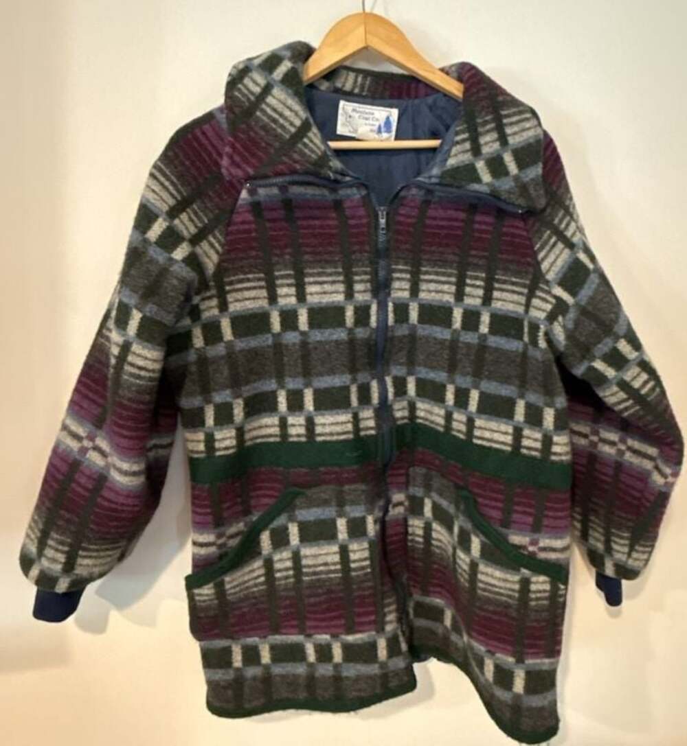 Vintage Montana Coat Co. by Amber Women's Southwestern Plaid Wool Hooded Zip-Up
